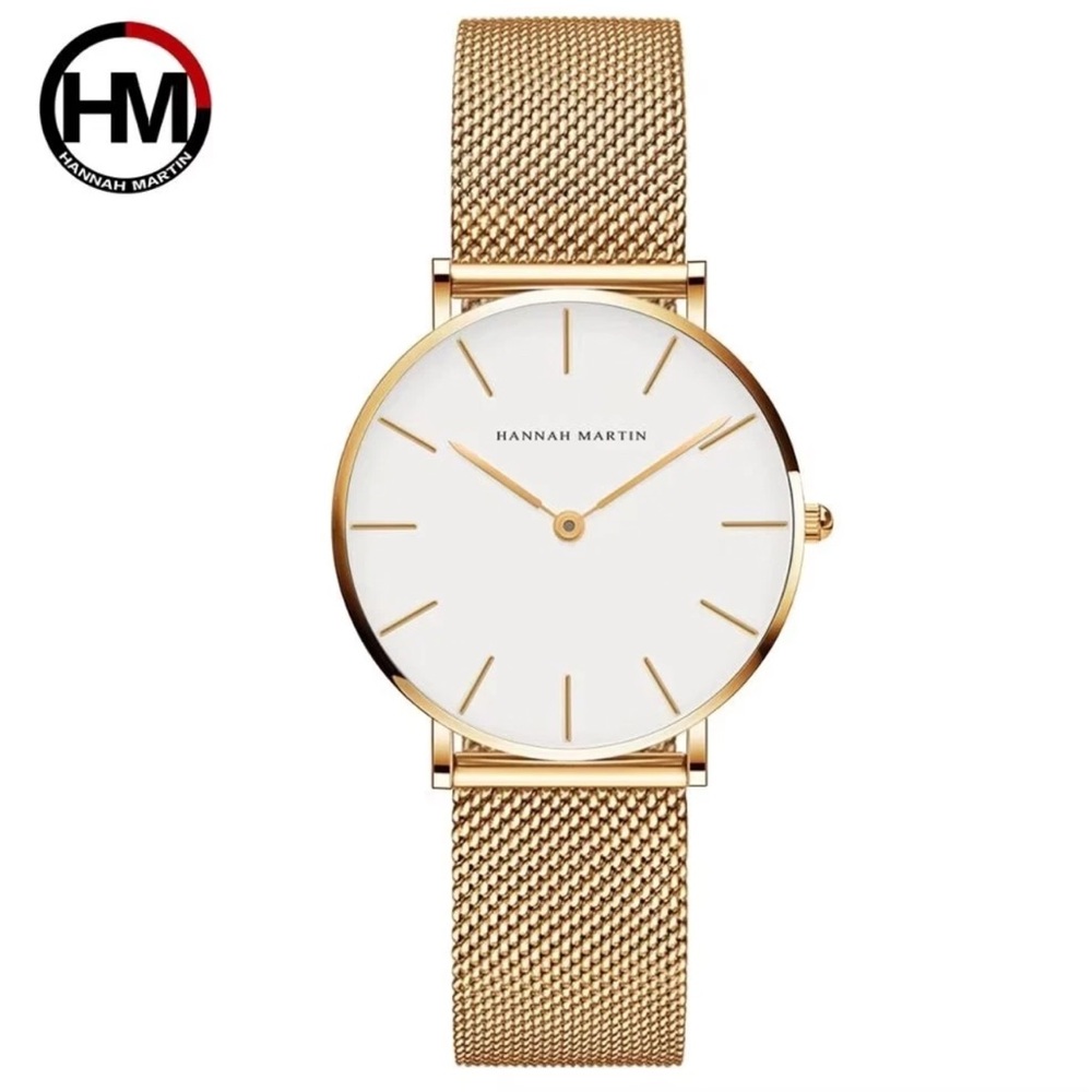 Hannah Martin Ultra Thin Stainless Steel Mesh rose gold watch